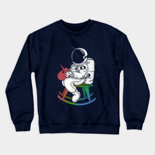 astronaut boy riding woor unicorn Crewneck Sweatshirt